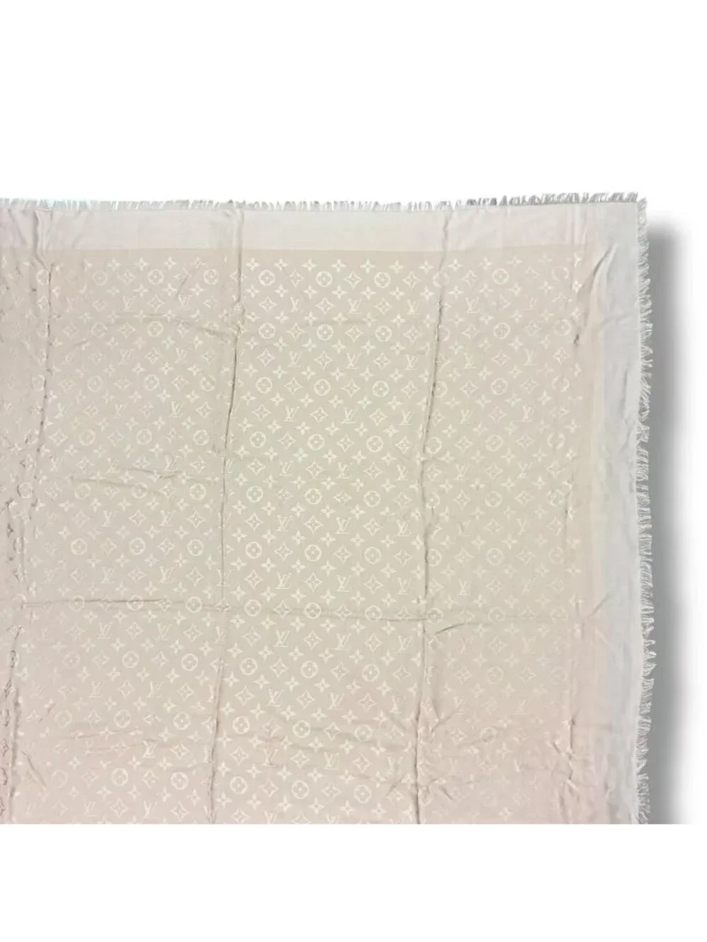 Louis Vuitton Silk Wool Scarf Monogram Beige